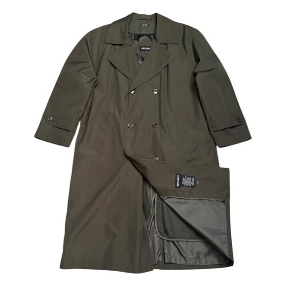 MOORES Vintage Waterproof Business Casual Green Long Trench Coat Mens 40S - Picture 1 of 6